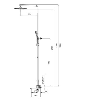 Душевая колонна с смесителем Koer KB-56009-01 хром (KR3506)