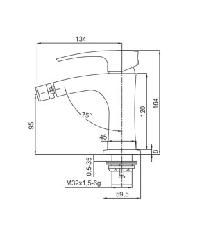 Змішувач для біде Koer KB-20007-01 Хром (KR3458)