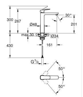Одноважільний змішувач для раковини XL-розміру Grohe Cubeo (1017292430)