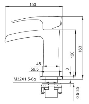 Змішувач для умивальника Koer KB-14007-04 водоспад (Хром+Білий) (KR5155)