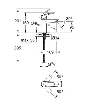 Змішувач для раковини Grohe Eurosmart S-Size (324672433)