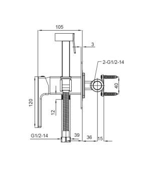 Смеситель для гигиенического душа Koer KB-23009-05 (Черный матовый) (KR3511)