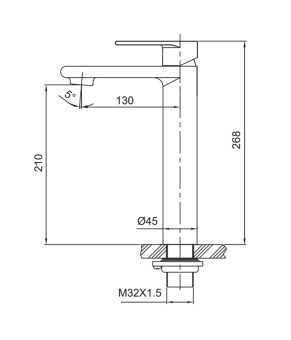 Смеситель для умывальника Koer KI-11015-02 высокий (нерж. сталь) (KR4782)