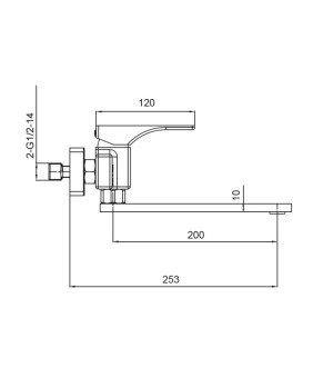 Смеситель для кухни настенный Koer KB-73010-05 (Черный матовый) (KR3491)