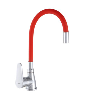 Смеситель для кухни Zerix SOP7 146 с красным гибким изливом (ZX2659)