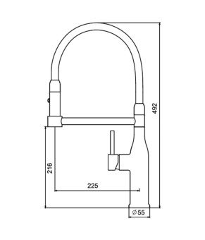Кухонный смеситель KOER KI-70005-07 (нерж. сталь) (KR3389)