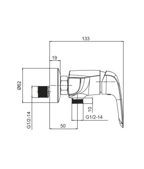 Смеситель для душа Koer KB-30008-01 Хром (KR3474)