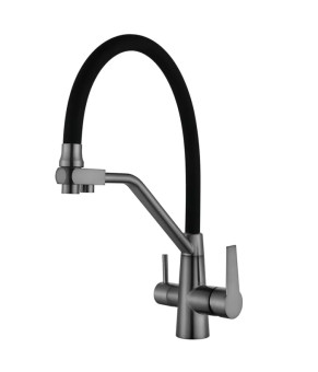 Кухонний змішувач на дві води Mixxus FUL-021 Graphite Refl.Black (нерж. сталь) (MI6115)