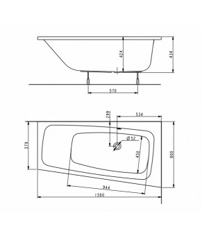 Ванна ассиметричная правая KOLO SPLIT XWA1650000