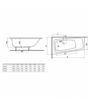Ванна Kolo Split 160x90 левая (XWA1661000)