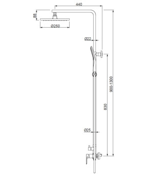 Душевая колонна со смесителем Koer KB-52028-01, 2 функции (KR5309)