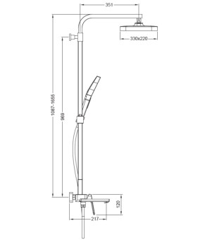Душевая колонна Koer KB-56031-05, 3 функции, Черный матовый (KR5439)