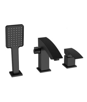 Змішувач на борт ванни Koer KB-43007-05 3 отвори (Чорний матовий) (KR3453)