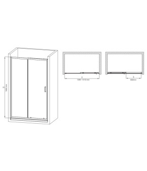 Двері в нішу Mixxus Premium DIVERSE SD01-140x185-TR Black прозоре скло 5мм (MI6878)