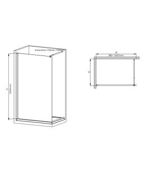 Душова перегородка Mixxus Premium FLAT SP02-100x200-TR Black Walk-In прозоре скло 8мм (MI6856)