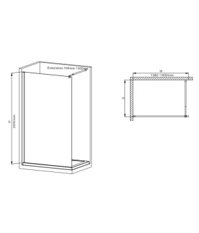 Душова перегородка Mixxus Premium FLAT SP02-140x200-TR Black Walk-In прозоре скло 8мм (MI6858)