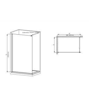 Душова перегородка Mixxus Premium FLAT SP02-90x200-TR Black Walk-In прозоре скло 8мм (MI6855)