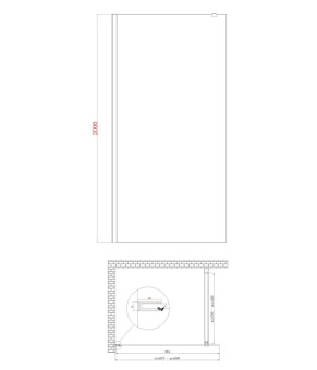 Душова перегородка Koer SR SP01-90x200-TR-01 Walk-In прозоре скло Easy Clean 8мм, хром (KR5392)