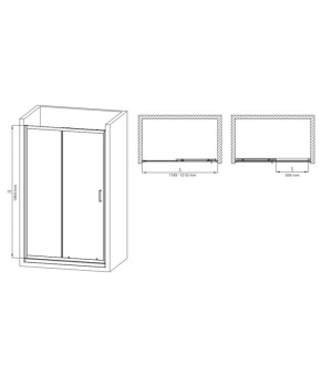 Двері в нішу Mixxus Premium DIVERSE SD01-120x185-TR Chrome прозоре скло 5мм (MI6873)