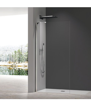 Душевая перегородка Koer SR SP02-100x200-TR-01 Walk-In прозрачное стекло Easy Clean 8мм, хром (KR5395)