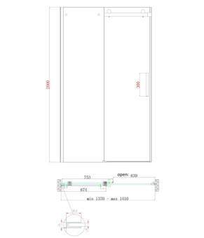 Двери в нишу Koer SR SD01-140x200-TR-01 прозрачное стекло Easy Clean 8мм, хром (KR5380)