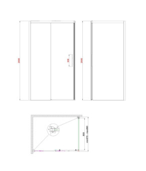 Боковая стенка для душевой кабины Koer SR SW05 90x200 см, прозрачное стекло Easy Clean 6мм, хром (KR5407)