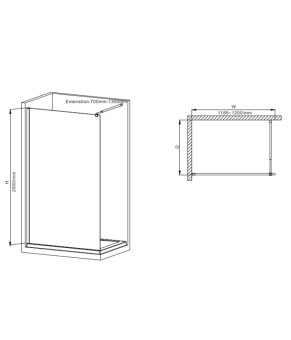 Душова перегородка Mixxus Premium FLAT SP01-120x200-TR Chrome Walk-In прозоре скло 8мм (MI6852)