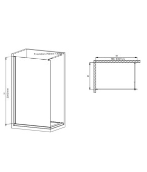 Душова перегородка Mixxus Premium FLAT SP01-80x200-TR Chrome Walk-In прозоре скло 8мм (MI6849)