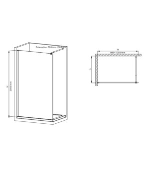 Душова перегородка Mixxus Premium FLAT SP01-100x200-TR Chrome Walk-In прозоре скло 8мм (MI6851)