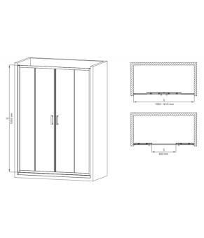 Двері в нішу Mixxus Premium DIVERSE SD01-160x185-TR Black прозоре скло 5мм (MI6879)