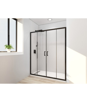 Двері в нішу Mixxus Premium DIVERSE SD01-160x185-TR Black прозоре скло 5мм (MI6879)