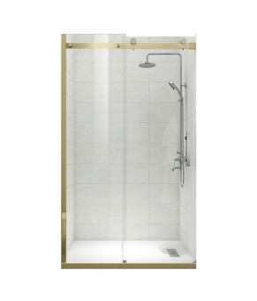 Двери в нишу Koer SR SD01-120x200-TR-12 прозрачное стекло Easy Clean 8мм, матовое золото (KR5377)