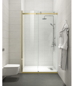 Двери в нишу Koer SR SD01-120x200-TR-12 прозрачное стекло Easy Clean 8мм, матовое золото (KR5377)