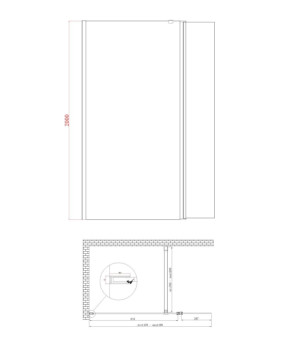 Душова перегородка Koer SR SP03-30x200-TR-01 Walk-In (рух.част) прозоре скло Easy Clean 8мм, хром (