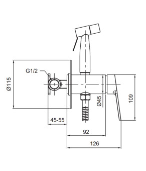 Смеситель для гигиенического душа Koer KI-23016-02 (нерж. сталь) (KR4793)