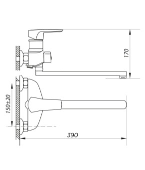 Змішувач для ванни ZERIX NGB 181 (ZX0044)