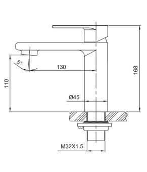Смеситель для умывальника Koer KI-10015-02 (нерж. сталь) (KR4781)