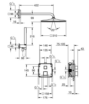 Душова система прихованого монтажу Grohe Grohtherm Cube (34868000)