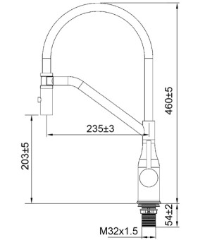 Смеситель для кухни Koer KI-70026-02 с черным силиконовым изливом (KR5209)