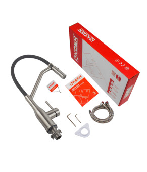 Смеситель для кухни Koer KI-70026-02 с черным силиконовым изливом (KR5209)