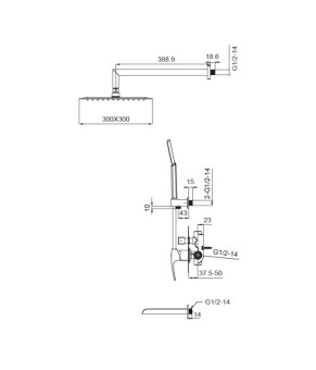 Встроенная душевая система Koer KB-68007-05 Водопад черный матовый (KR3467)