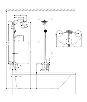 Душевая система Hansgrohe Croma 220 Showerpipe 27223000