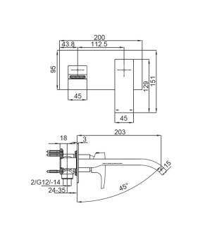 Встроенный смеситель для умывальника Koer KB-16007-01 Хром (KR3450)