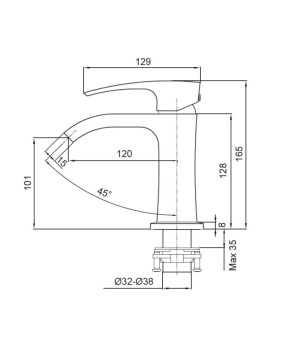 Смеситель для умывальника Koer KB-12007-01 Хром (KR3442)