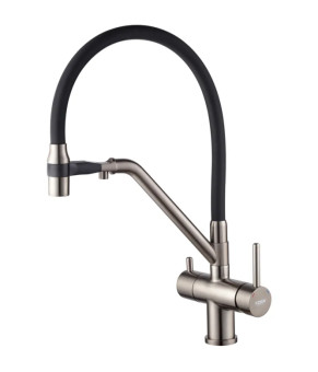 Смеситель для кухни KOER KB-72006-07 (KR3382) с силиконовым изливом и выходом для питьевой воды