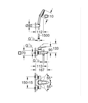 Одноважільний змішувач для ванни Grohe Cubeo (1018142430)