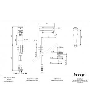 Змішувач для біде Bongio O`Clock 14522CRPR