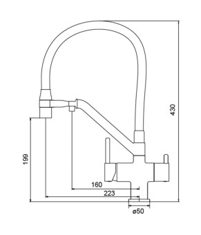 Смеситель для кухни KOER KB-72006-03 (KR3381) с силиконовым изливом и питьевой водой