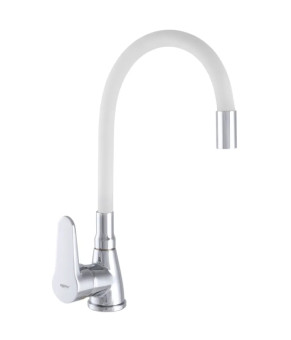 Смеситель для кухни Zerix SOP7 146 с белым гибким изливом (ZX2660)