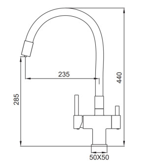 Смеситель для кухни Koer KB-72023-01 с выходом для питьевой воды (KR5008)